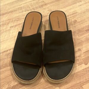 Lucky Brand Black Mules Espadrille Style